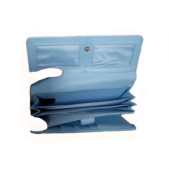 Giani Bernini Pebbled Leather Wallet Blue Women’s Bifold Excellent Condition - Picture 5 of 9